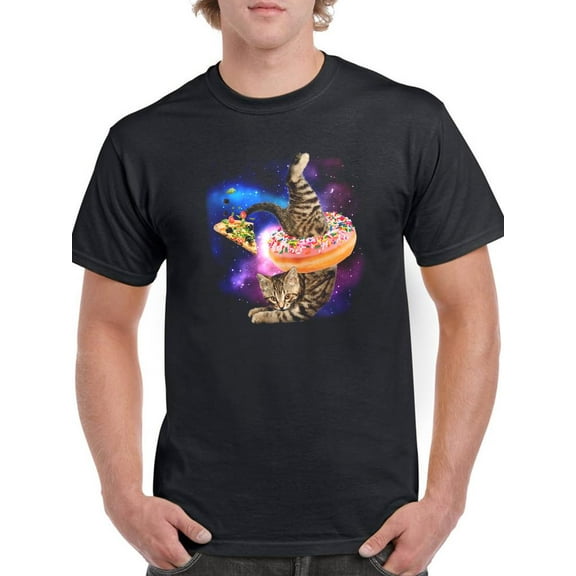 Kitten In A Donut In Space T-Shirt Men -Smartprints Designs, Male Large