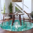 thumbnail image 3 of Summer Coastal Round Area Rug 6Ft Washable Circle Rugs for Bathroom Office, Ocean Compass Starfish Shell Conch Blue Green Non-Slip Carpet Floor Mats Indoor Outdoor Carpet Runner Aesthetic Home Decor, 3 of 8
