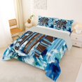 thumbnail image 2 of Castle Fairy Watercolor Floral Surfboard Full Size Comforter Sets 3-Piece,Rustic Striped Board Layout Bedding Comforter Set,Blue Brown,Grey Reversible,1 Comforter and 2 Pillowcases, 2 of 6