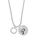 thumbnail image 1 of Delight Jewelry Silvertone Always My Sister Eternity Ring Silvertone Script Initial Disc - P - Charm Necklace, 20"+3", 1 of 4