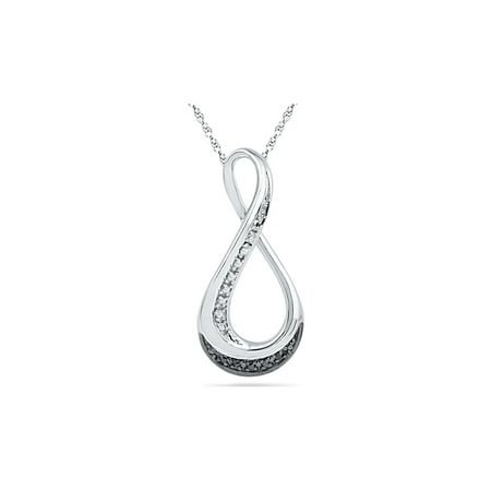 Black and White Diamond Infinity Pendant Necklace in Sterling Silver...