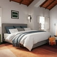 thumbnail image 1 of Aura Fabric Upholstered King Size Bedframe with Padded Headboard, 1 of 8