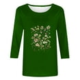 thumbnail image 4 of YUGYXL Casual 3/4 Length Sleeve Shirts for Women Teen Girl Flower Graphic Cute Clothes Fashion Y2K Crew Neck Soft Tunic Pullovers Going Out Tops, 4 of 4