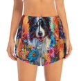 thumbnail image 3 of Uemuo Oil Painting Sunflower Puppy Pattern Women's Athletic Shorts High Waisted Running Shorts with Liner Pockets Gym Elastic Workout Shorts-X-Large, 3 of 9