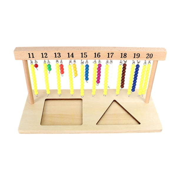 Percha Montessori para escaleras de cuentas de colores, aprendizaje preescolar, con cuentas, juguete matemático 11 a 20
