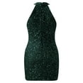 thumbnail image 4 of Women's Off Shoulder Dress Green Sequin Dress Women Formal Dress Sequin Cocktail Dress, 4 of 5