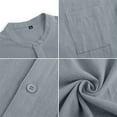 thumbnail image 4 of HAOMEILI Men's Cotton Linen Henley Shirt Short Sleeve Hippie Casual Beach T-Shirts with Pocket, 4 of 5