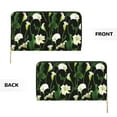 thumbnail image 3 of Leather Thin Slim Wallets for Women Men - Calla Lily Flowers Black Clutch Card Wallet for Women Men with Zipper, 3 of 7