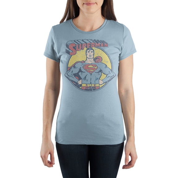 Superman Power Pose Women Ladies T-shirt Tee Shirt-XXLarge