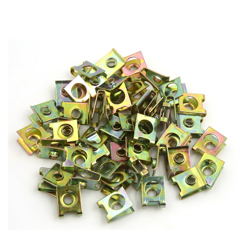 50Pcs 5mm Hole Spring Metal Retainer Car Door Pannel Screw UType Clips