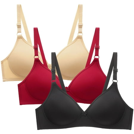 Mrat Bras for Women Wireless Clearance Bralettes Women Balconette Bra Style M-129 Women Size Sports Bra Female V-Neck Hook and Eye Bra Closure Lace Bralette Red L