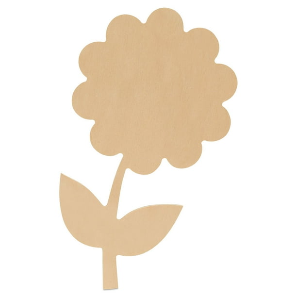 Wood Flower Cutouts, 12-inch x 6.5-inch, Pack of 3 Unfinished Wood ...