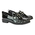 thumbnail image 4 of XY London Womens Heidi Chain Detail Patent Leather Ruched Loafers, 4 of 5