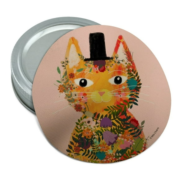 Flower Cat with a Top Hat Round Rubber Non-Slip Jar Gripper Lid Opener