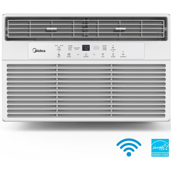 Midea 12,000 BTU 115V Smart Window Air Conditioner with ComfortSense Remote, Cools up to 550 Sq. Ft., White, MAW12S1WWT