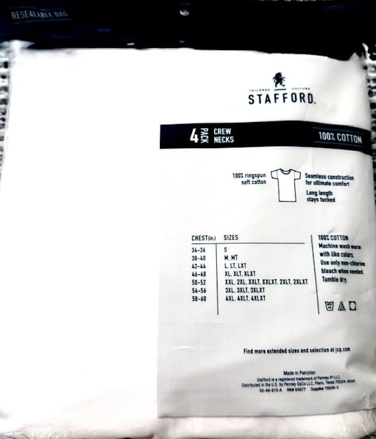 Stafford Super Soft Mens 4 Pack Short Sleeve Crew Neck T-Shirt Large White