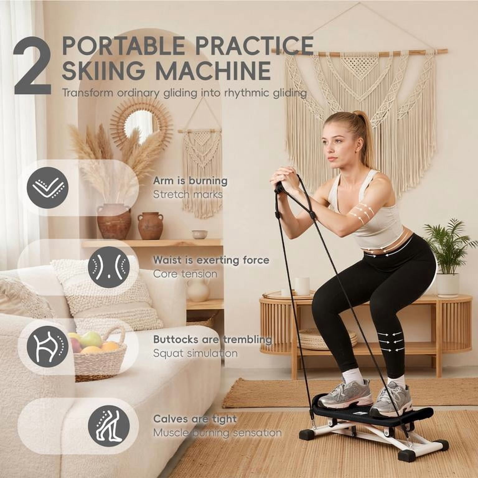 Korogimeeet Ski Balance Trainer, Side to Side Motion Skiing Simulator, LCD Screen for Workout Data, Thighs and Glutes Targeting, Easy Storage Under Bed, 24 x 11 x 7 Inch