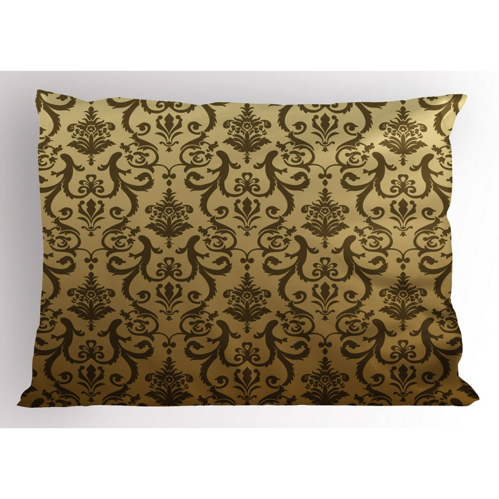 Victorian Pillow Sham Vintage Ancient Times Classic Design with Floral