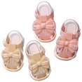 thumbnail image 4 of XIMIN Baby Girls Closed Toe Sandals with Rhinestone Bowknot Adjustable Strap Breathable Cutout Flats for Toddlers Infants Summer Wear (White, 6-9 Months), 4 of 6