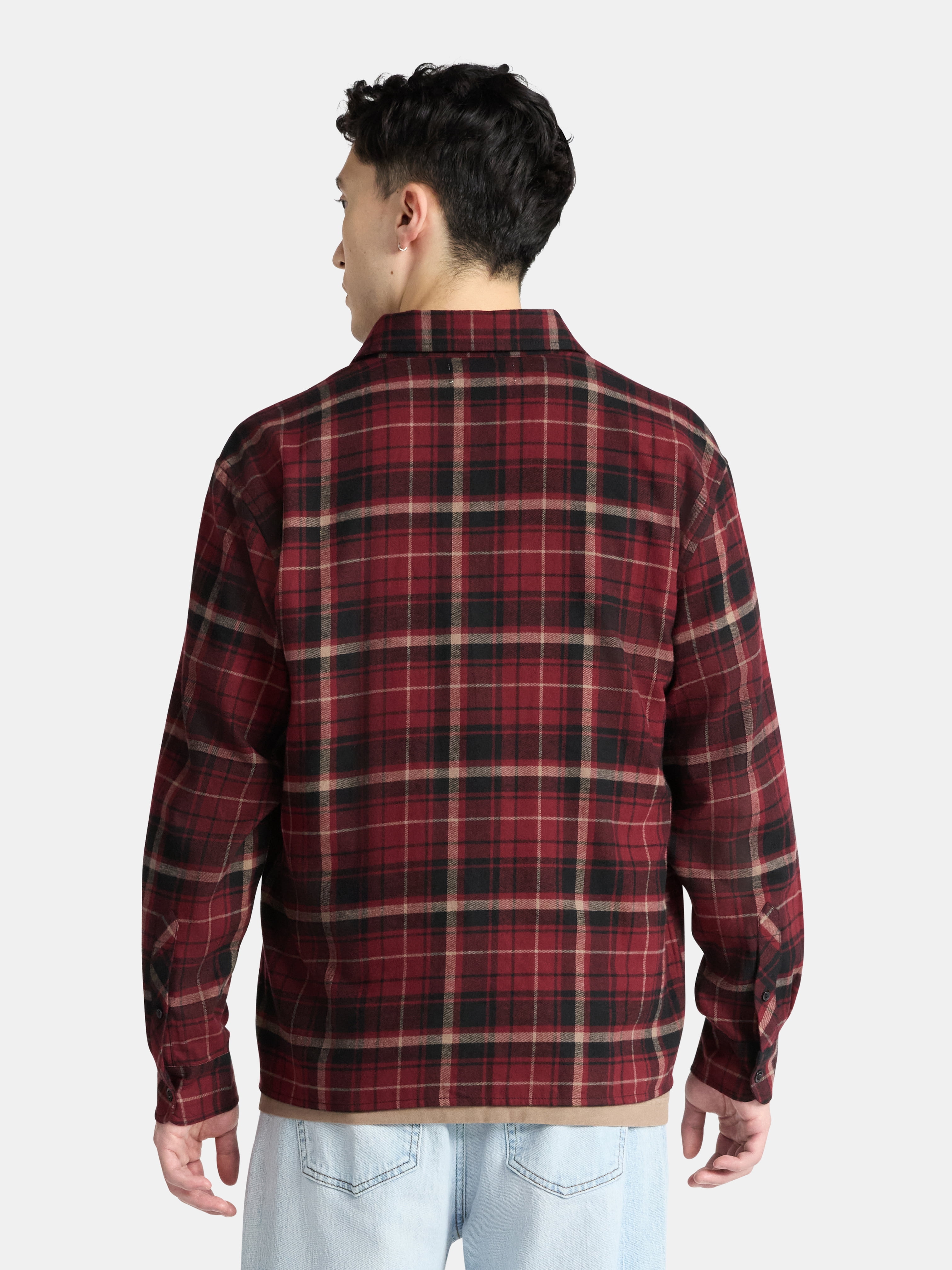 No Boundaries Cotton Long Sleeve Flannel Shirt, Men's & Big Men's XS-5XL