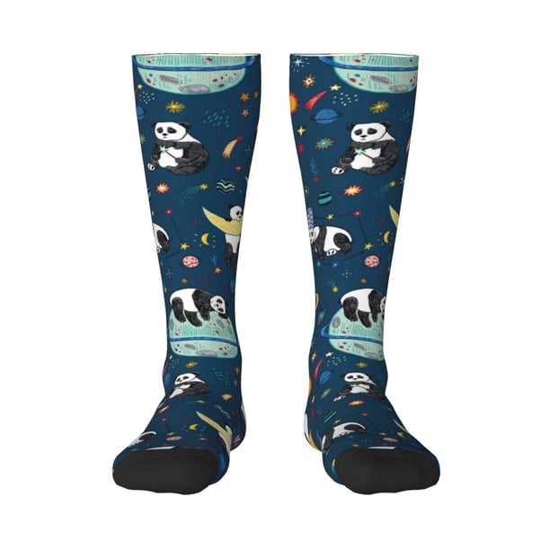 Balery Space Sleeping Panda Calcetines novedosos Calcetines deportivos Calcetines hasta la rodilla Calcetines de algodón Calcetines originales y geniales