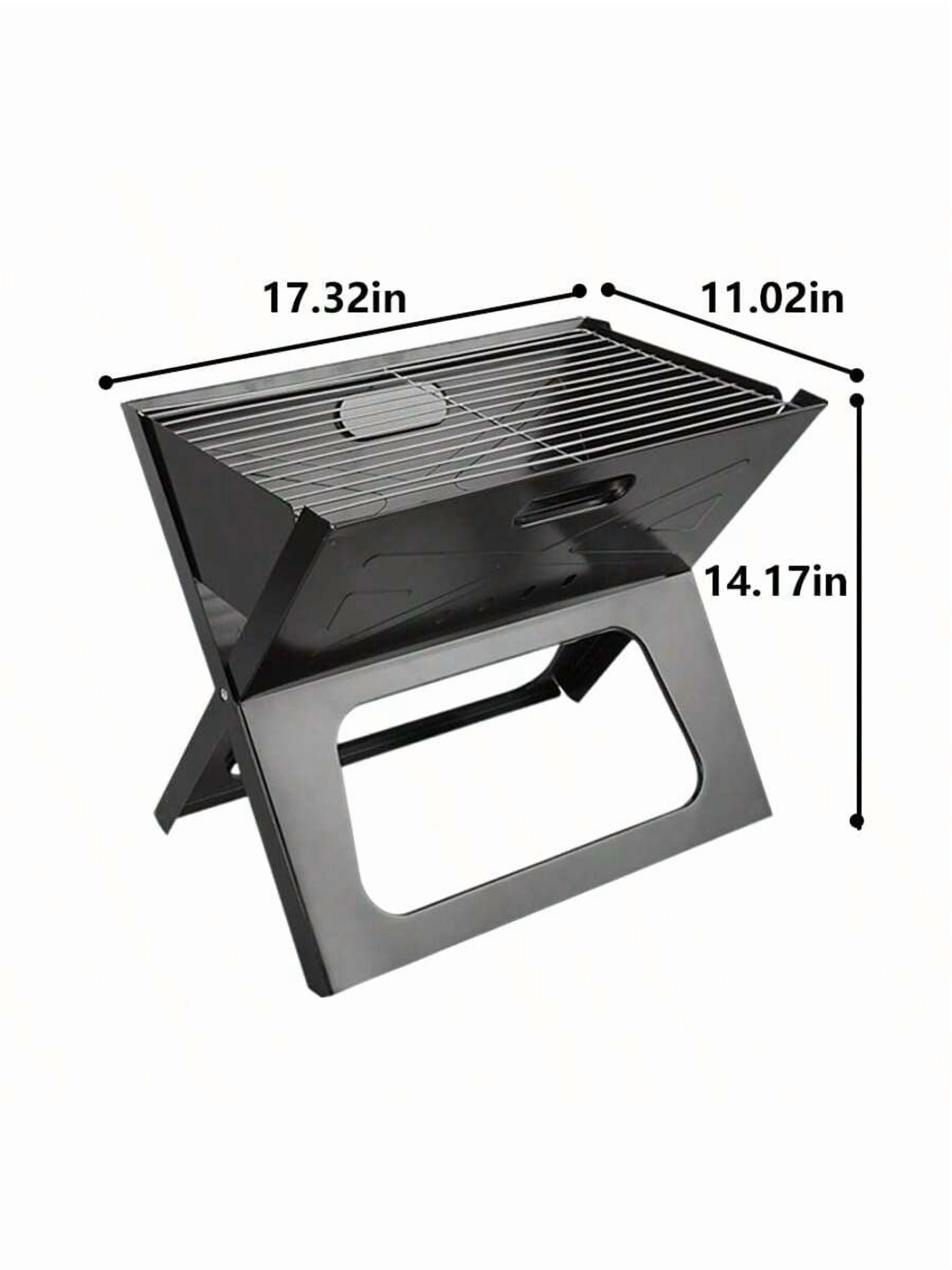 XC Portable Folding Charcoal Grill – Small Stainless Steel Tabletop BBQ For Outdoor Camping, Picnic, Beach & Garden & Grill-Black