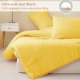 Exclusivo Mezcla Boho Pom Pom Ball Fringe Queen Comforter Set, 3 Piece Vibrant Yellow
