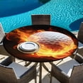 thumbnail image 6 of Golf Ball Round Tablecloth, Fitted Table Cover with Elastic for 55"-60" Round Tables, Sport Modern Glowing Burning Classic Art Table Cloth Outdoor Indoor Dinning Party Waterproof Tablecloths, 6 of 7