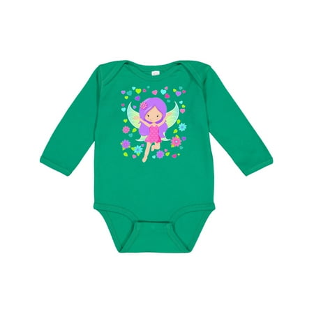 

Inktastic Valentine Fairy with hearts and flowers Gift Baby Boy or Baby Girl Long Sleeve Bodysuit