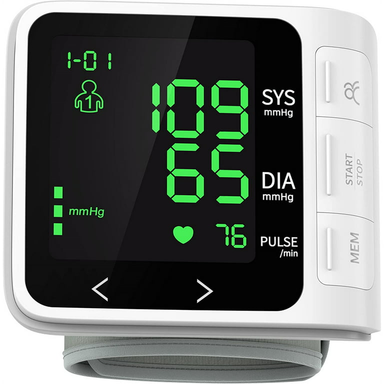 Blood Pressure Monitor Wrist Automatic Blood Pressure Cuff with Voice 2x90  Memory Rechargeable BP Machine Large LCD Display(5.3-7.7Cuff) Carrying  Case