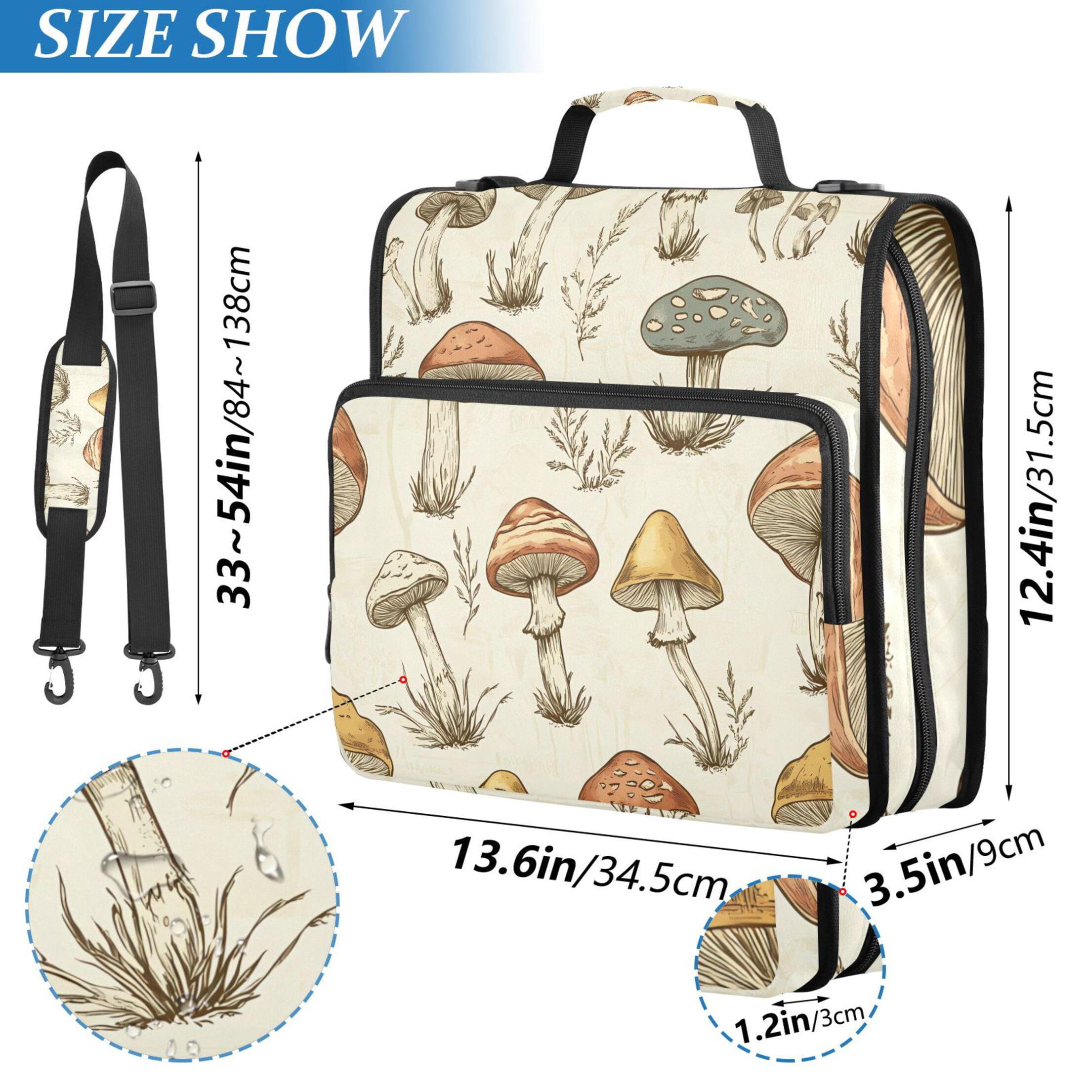 ALAZA Zipper Binder Retro Mushrooms Vintage 3 Ring Trapper Keeper File Folder Organizer Bag