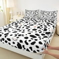 thumbnail image 3 of Manfei Kawaii Milk Cow Queen Sheet Sets for Teens, White Black Dots Flat Sheet, Cartoon Animal Style Queen Fitted Sheet, Lightweight Room Decor, 4 Pieces, 3 of 7