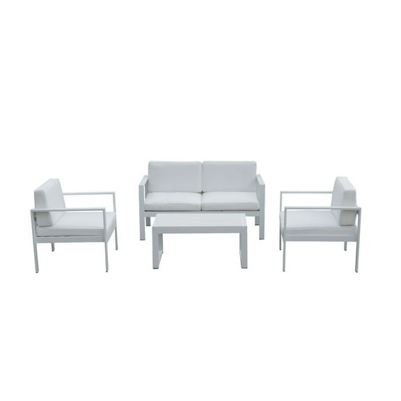 Benzara Outdoor Lounge Set - Set of 4-Color:White
