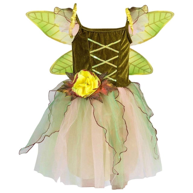 Vestido de disfraz de hada Petitebella 1-10 años (verde oliva 4-6 años)
