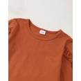 thumbnail image 5 of 2T Baby Girls Outfits 3T Girls Solid Color Fall Winter Clothes Toddler Girls Long Sleeve Top Jeans Bell-bottomed Pants 2PCS Set Brown, 5 of 8