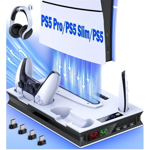 Beboncool PS5 Cooling Fan Stand- All-in-One Dual Turbo Fans Compatible with PS5 Pro/Slim/Digital Edition