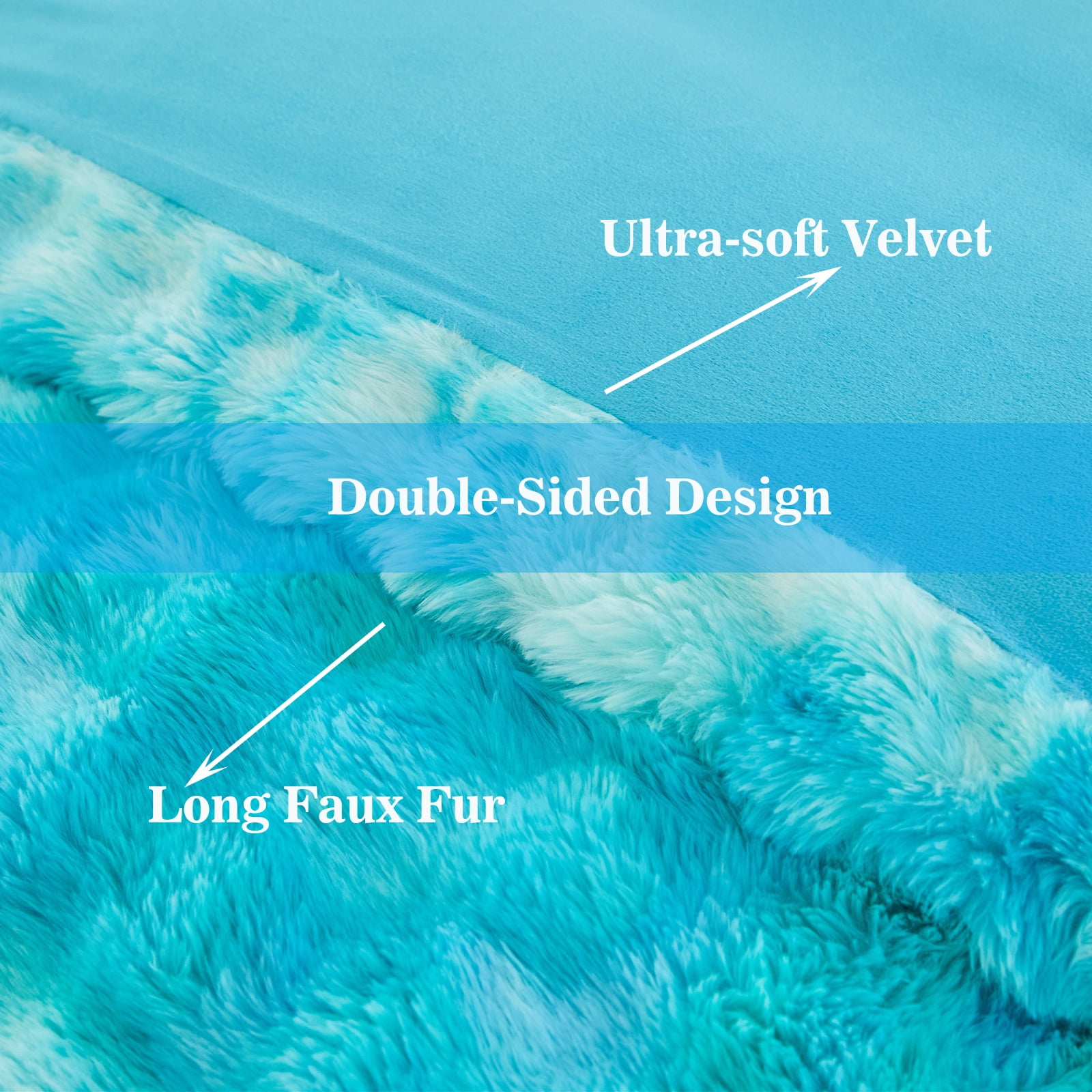 RYNGHIPY Fuzzy Comforter Set for Girls Queen 3pcs Faux Fur Bedding Set Tie Dye Teal Plush Bed Comforter Set Winter Bubble Bedding with Pi1lowcases