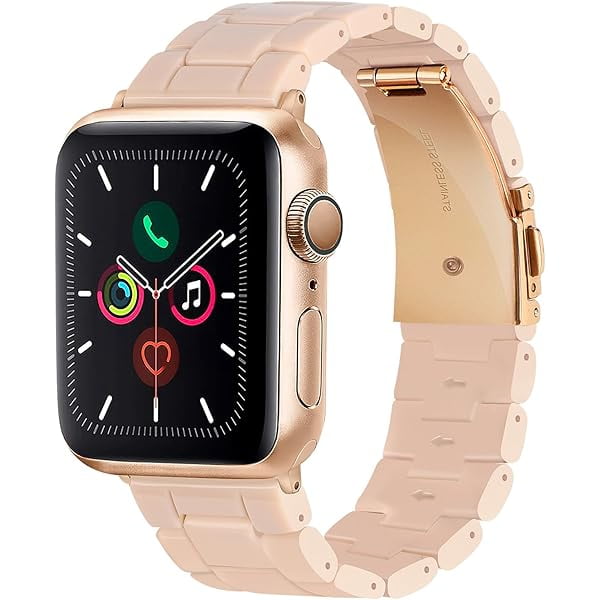 wonima11 Compatible With Apple Watch Band Thin Light Resin Strap Bracelet Replacement For iWatch Series Ultra 11 10 9 8 7 6 5 4 3 2 1 SE (Lotus pink/Rose Gold,38/40/41/42mm)
