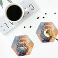 thumbnail image 4 of Disketp Sailing Ship Ocean Sunset Funny Coasters,4 Pcs Leather Coasters with Holder, Perfect Housewarming Hostess Gifts,Protect Furniture from Water Marks Scratch and Damage-Hexagon, 4 of 6