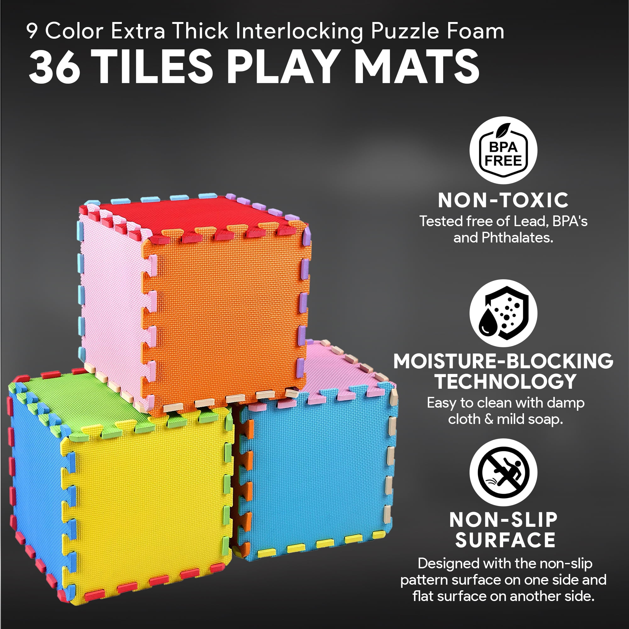 Open Box BalanceFrom 9 Color Extra Thick Puzzle Foam Exercise Play Mats, 36