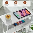 thumbnail image 2 of ZEXVIDA Narrow Side Table with Charging Station, 3 Tier Slim End Table with Storage Shelf for Small Spaces, 21.6 Inch Height Thin Tables Small Nightstand Magazine Rack for Living Room, White, 2 of 9