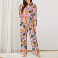 thumbnail image 2 of Pajama Sets for Women 2 Pcs, Fruit print Button Down Long Sleeve Sleepwear Lounge PJ Sets, 2 of 6