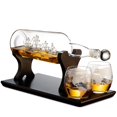 thumbnail image 4 of Godinger Ship In A Bottle Whiskey Decanter and Whiskey Glasses Bar Set, for Liquor Scotch Bourbon, Gifts for Men Clear, 4 of 6