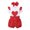 Red, variant on KYAIGUO 3PCS Infant Newborn Baby Girls Summer Heart Pattern Bodysuit Outfit Set Romper Jumpsuit with Ruffle Shorts Bottoms Headband 0-18M