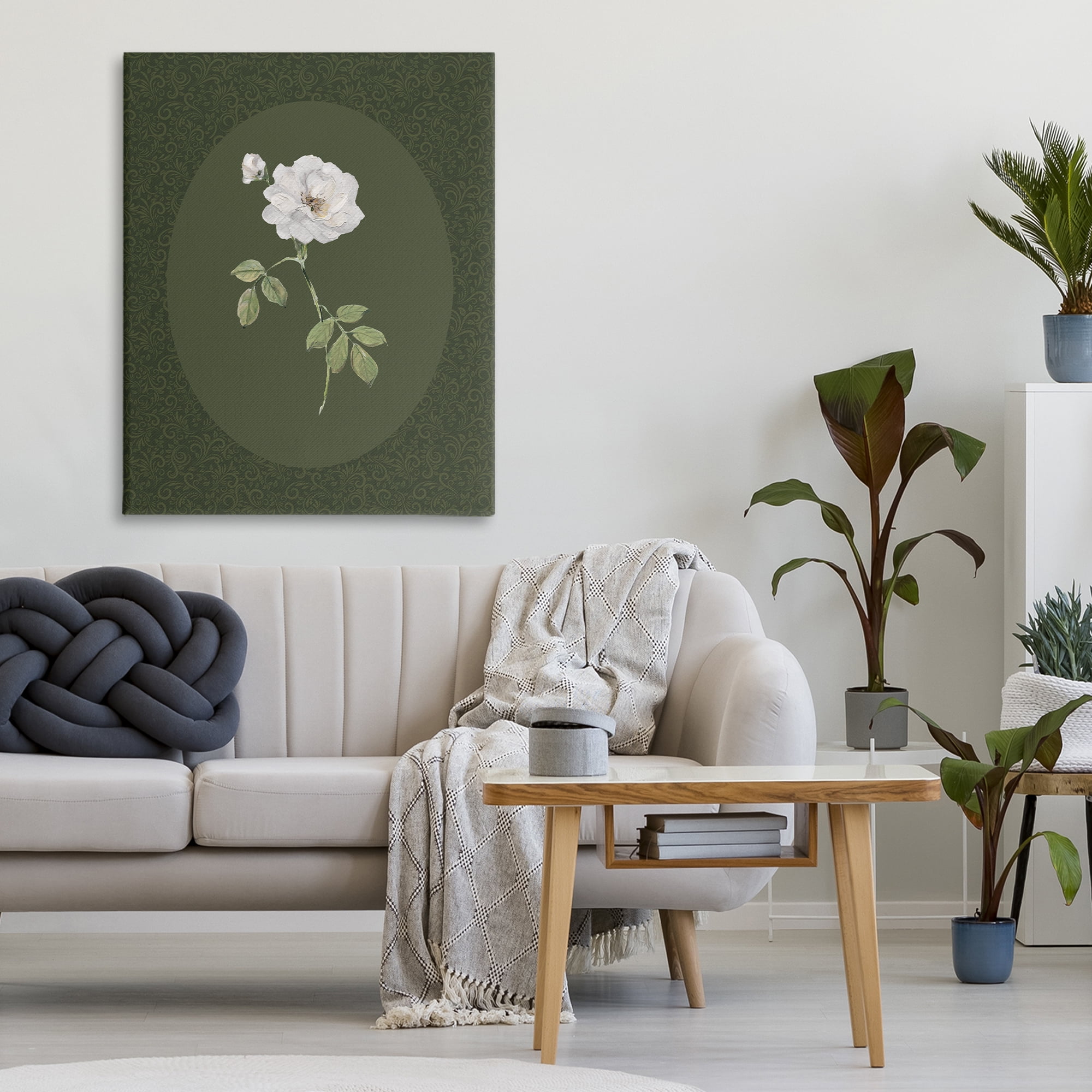 Stupell Industries White Rose on Emerald Canvas Wall Art, design by Sally Swatland