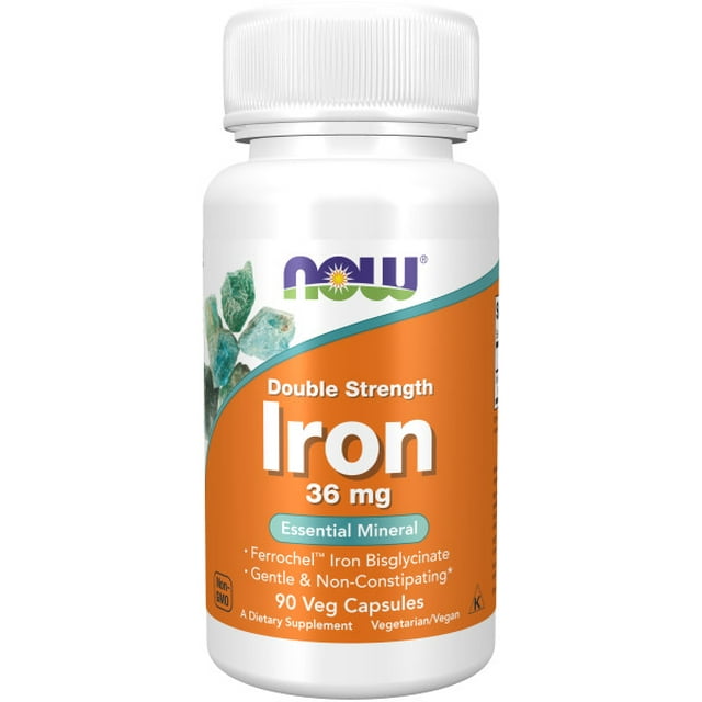 Now Foods | Hierro, doble potencia, 36 mg, 90 cápsulas. Suplemento alimenticio.
