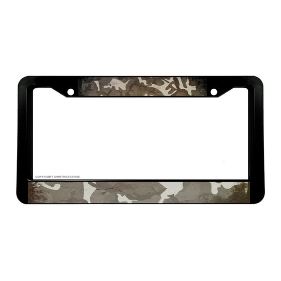 Vintage Style Distressed Rugged Grayscale Camo License Plate Frame
