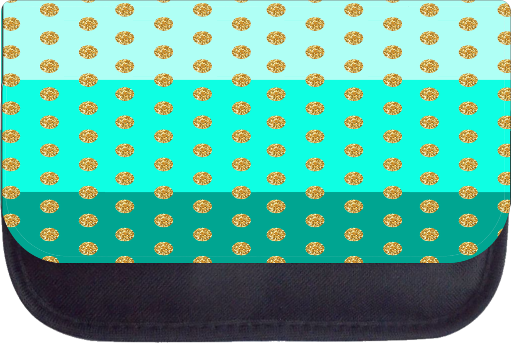Gold Faux Glitter Polka Dots on Colorblocked Stripes Print Design 13" x 10" Black Preschool Toddler Children's Backpack & Pencil Case Set - image 3 of 4