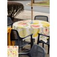 thumbnail image 5 of Outdoor Tablecloth with Umbrella Hole for Patio/Picnic/Party/Camping, Summer Fruit Waterproof Table Cloth Square Cover Washable, Spring Botanical Lemon Peach Rustic (60"x 60"), 5 of 8