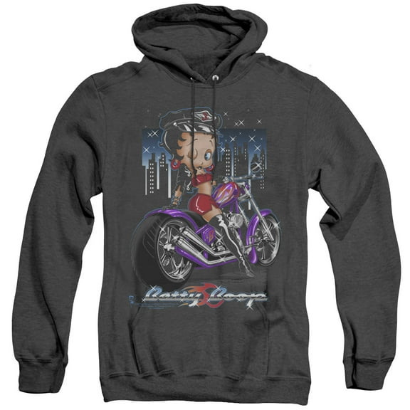 Betty Boop City Chopper Adult Heather Hoodie Sweatshirt Black